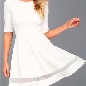 Sheer Factor White Mesh Skater Dress
